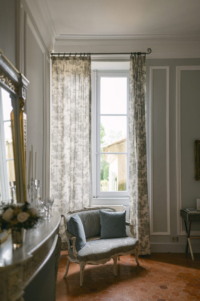 one of the 17 rooms at the Château de Beauregard, with its tasteful decor and luxurious fabrics