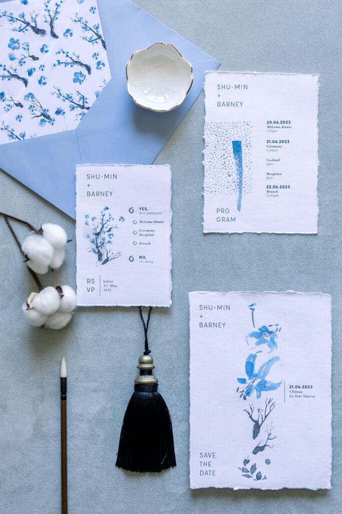 Tailored stationery for American couple getting married in Provence.