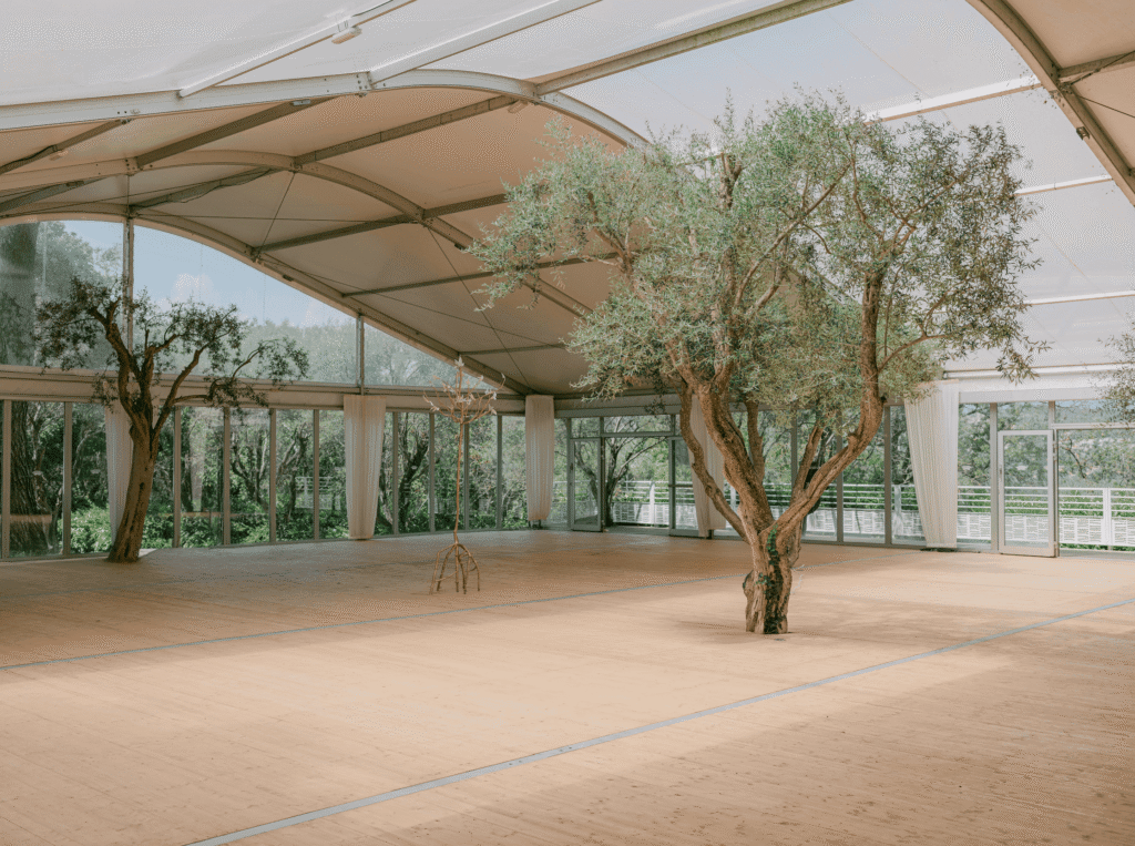 Inside the Pavillion des Oliviers where we can create an experience